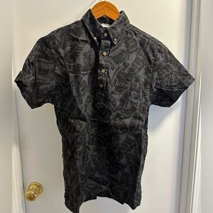 3Sixteen Black Floral quarter button up Size Medium